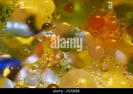 floating in the water abstract colorful oil drops Stock Photo