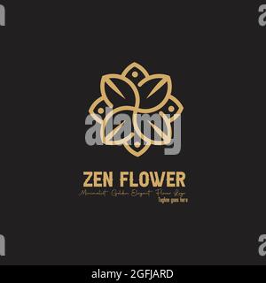 zen flower circle monogram blossom exclusive logo design inspiration Stock Vector