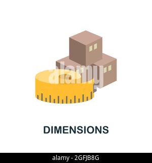 Dimensions flat icon. Simple sign from logistics collection. Creative Dimensions icon illustration for web design, infographics and more Stock Vector