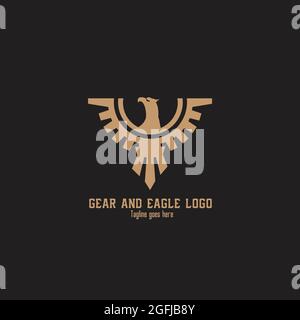 Gear and Eagle Gold logo exclusive design inspiration Stock Vector