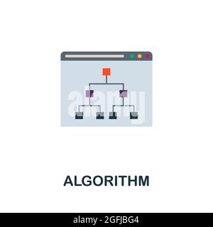 Algorithm flat icon. Colored sign from machine learning collection. Creative Algorithm icon illustration for web design, infographics and more Stock Vector
