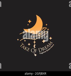 Take Of Dream Moon make on the star  living logo exclusive design inspiration Stock Vector