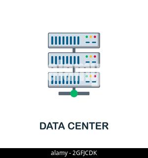 Data Center flat icon. Colored sign from machine learning collection. Creative Data Center icon illustration for web design, infographics and more Stock Vector