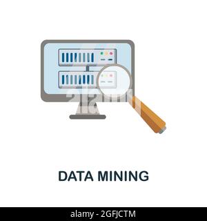 Data Mining flat icon. Colored sign from machine learning collection. Creative Data Mining icon illustration for web design, infographics and more Stock Vector