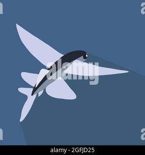 Flying fish icon illustration Stock Vector