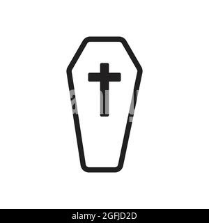 Halloween coffin silhouette flat icon vector for your website design, logo, app, UI. illustration, EPS10 Stock Vector