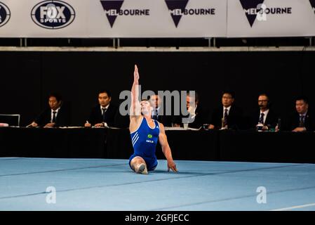 Melbourne, Australia. 12th Dec, 2014. Arthur Zanetti from Brazil is seen in splits at the World Cup Gymnastics in Melbourne. (Photo by Alexander Bogatyrev/SOPA Image/Sipa USA) Credit: Sipa USA/Alamy Live News Stock Photo