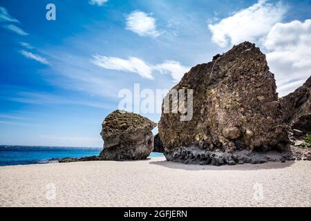 Landscape of the coastal area Cabo de Gata, province of Almeria, Andalucia, Spain. Playa de los Muertos (Beach of the Dead) in Carboneras, Cabo de Gat Stock Photo