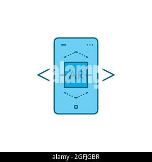 AR scanning color line icon. Interactive visualization platform. Pictogram for web page, mobile app, promo. UI UX GUI design element. Editable stroke Stock Vector