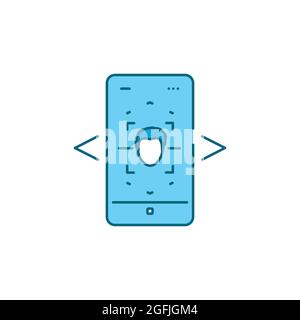 Augmented reality face recognition color line icon. Biometric scanning. Identification person. Face ID. Pictogram for web page, mobile app, promo. UI Stock Vector