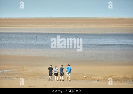 Fleetwood Lancashire coastal town and Marine Beach looking over Morecambe bay Stock Photo