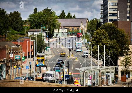 Stockport Wellington Road and the busy 192 bus route Stock Photo