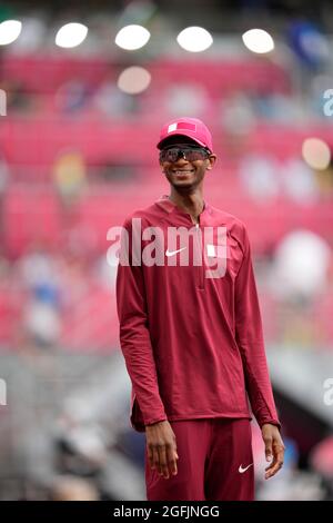 Mutaz Essa Barshim competing during the Tokyo 2020 Olympic Games. Stock Photo