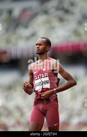 Mutaz Essa Barshim competing during the Tokyo 2020 Olympic Games. Stock Photo