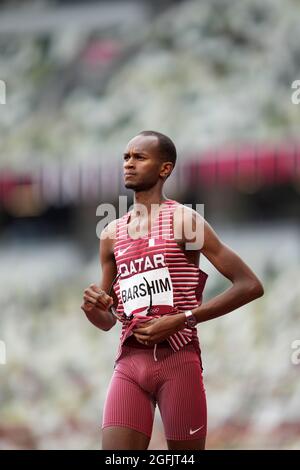 Mutaz Essa Barshim competing during the Tokyo 2020 Olympic Games. Stock Photo