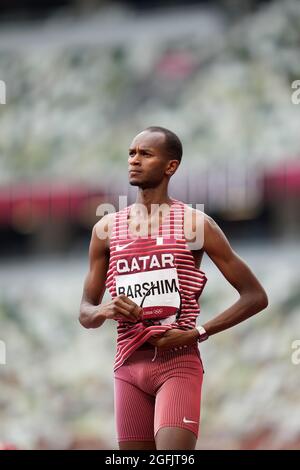 Mutaz Essa Barshim competing during the Tokyo 2020 Olympic Games. Stock Photo