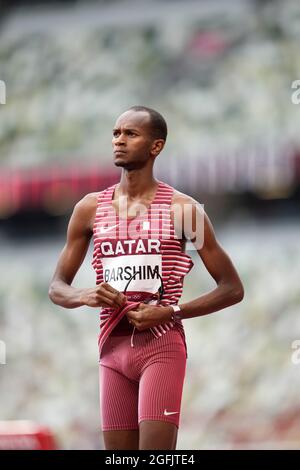 Mutaz Essa Barshim competing during the Tokyo 2020 Olympic Games. Stock Photo