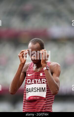 Mutaz Essa Barshim competing during the Tokyo 2020 Olympic Games. Stock Photo