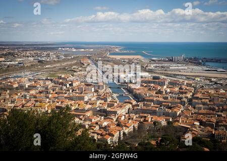 Sete (south of France): overview of the town from the “Mont Saint Clair” hill Stock Photo