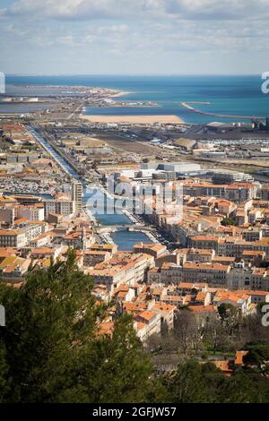 Sete (south of France): overview of the town from the “Mont Saint Clair” hill Stock Photo