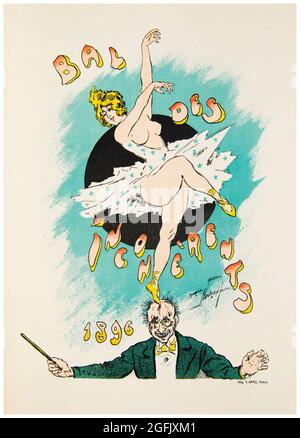 Bal Des Incoherents, Cabaret, Vintage 19th Century programme cover, lithographic print by Maurice Neumont, 1896 Stock Photo