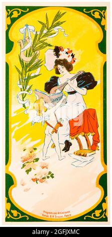 Programme illustration for Parisian La Scala Cabaret, Paris, France, lithographic print by Unknown Artist, 1897 Stock Photo
