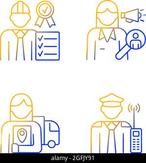 Staff of company gradient linear vector icons set Stock Vector