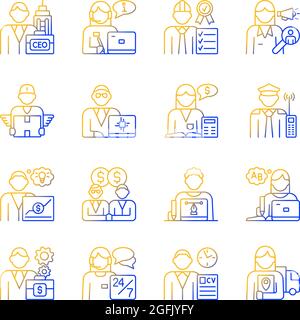 Company staff related gradient linear vector icons set Stock Vector