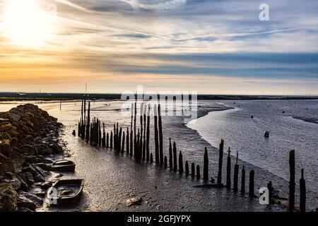Ares (south western France): sunrise over the Arcachon Bay in autumn Stock Photo