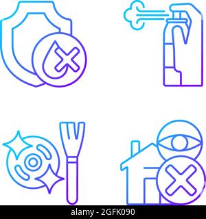 Drone guideline gradient linear vector manual label icons set Stock Vector