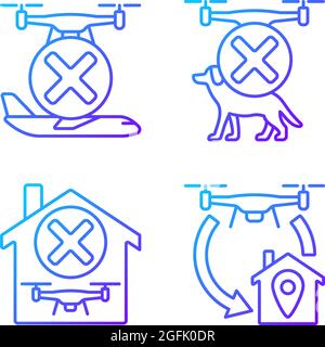 Drone instruction gradient linear vector manual label icons set Stock Vector