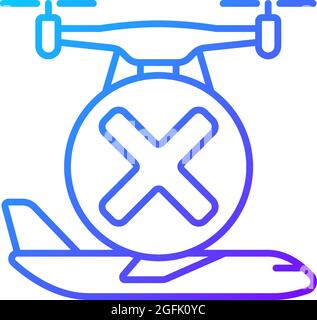 Dont fly near aircrafts gradient linear vector manual label icon Stock Vector