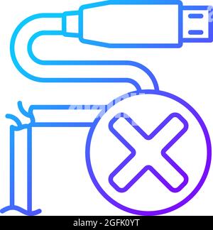 Dont use cracked cable gradient linear vector manual label icon Stock Vector