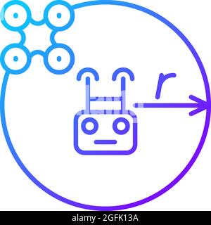 Control flight radius gradient linear vector manual label icon Stock Vector
