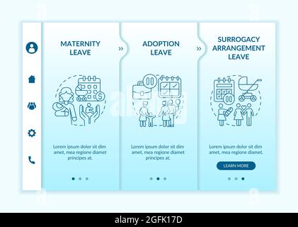 Maternity leave options onboarding vector template Stock Vector