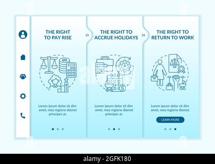 Matrenity leave worker rights onboarding vector template Stock Vector