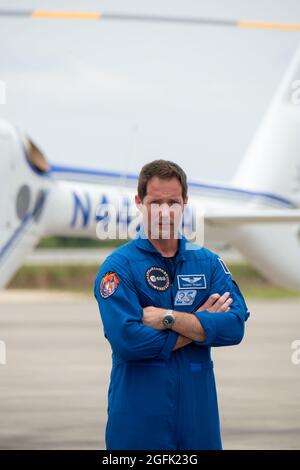 United States, Florida, Merritt Island, 2021/04/16: French astronaut Thomas Pesquet (ESA) in spacesuit, commander of the flight Crew 2, SpaceX mission Stock Photo