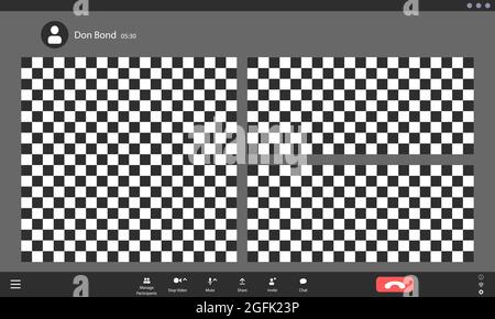 Video conference user interface, video conference calls window overlay Stock Vector