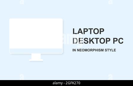 Laptop modern device mockup. Template for presentation UI design interface. Neomorphism Style Stock Vector
