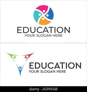Colorful people logo design education Stock Vector