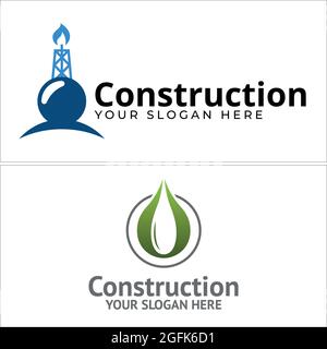 Construction provide fuel logo design Stock Vector
