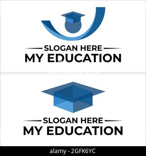 Education logo with graduation cap logo design Stock Vector