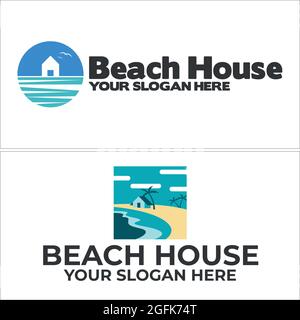 Resort beach icon template logo design Stock Vector