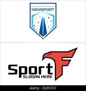 Sport team badge logo with eagle logo design Stock Vector