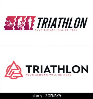 Triathlon coaching sport logo design Stock Vector