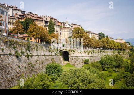 Citta Alta, Bergamo, Italy: Venetian defensive city walls of the Renaissance period, a UNESCO World Heritage Site. Stock Photo