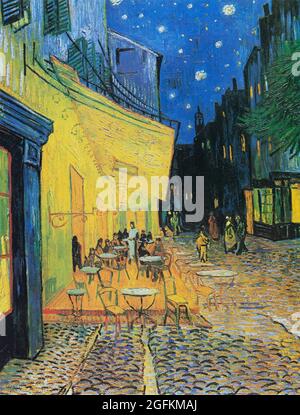 Vincent van Gogh – Café Terrace at Night (1888) famous painting. Stock Photo