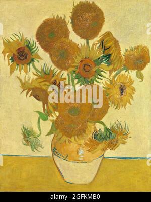 Vincent van Gogh – Sunflowers (1888) famous still life painting. Stock Photo