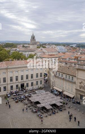 Aerial view over old town of Avignon in Provence region, France Stock Photo