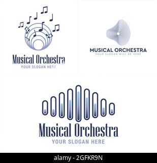 Entertainment musical orchestra logo design Stock Vector